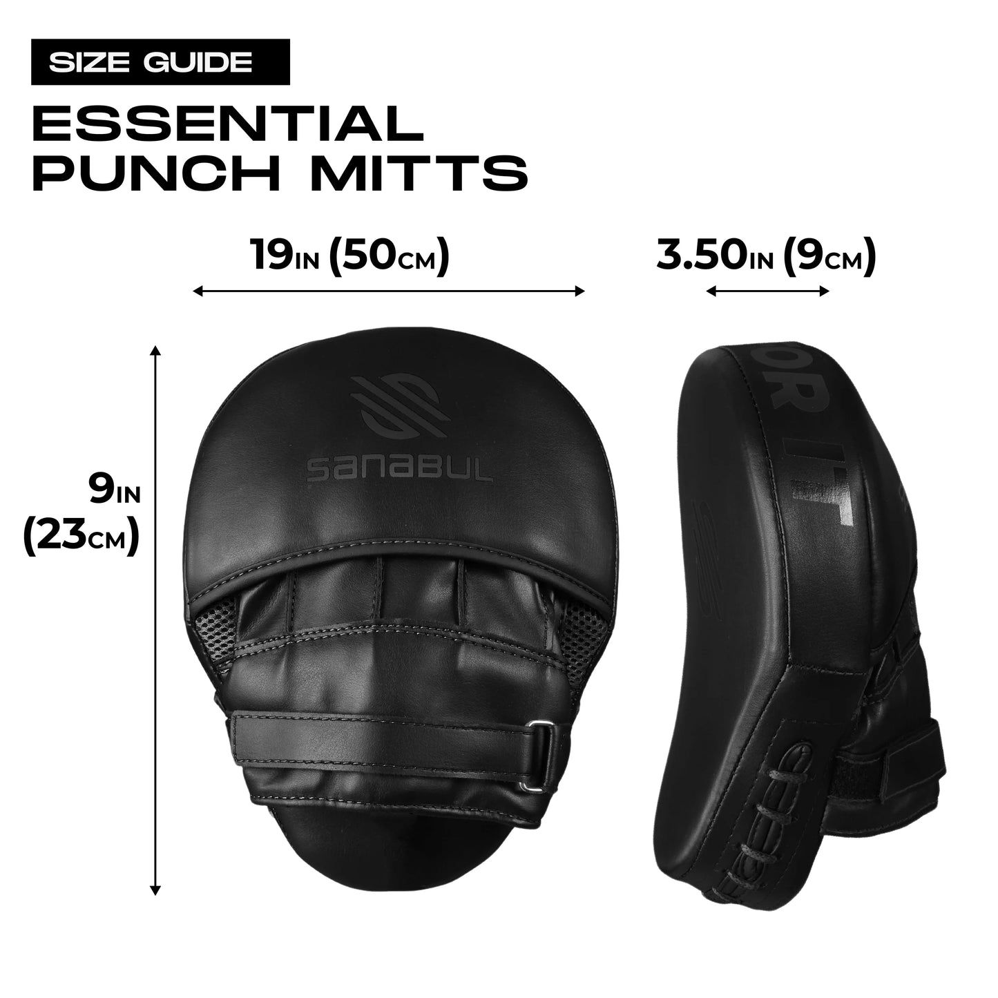 Sanabul Essential Curved Punching Mitts (All Black)