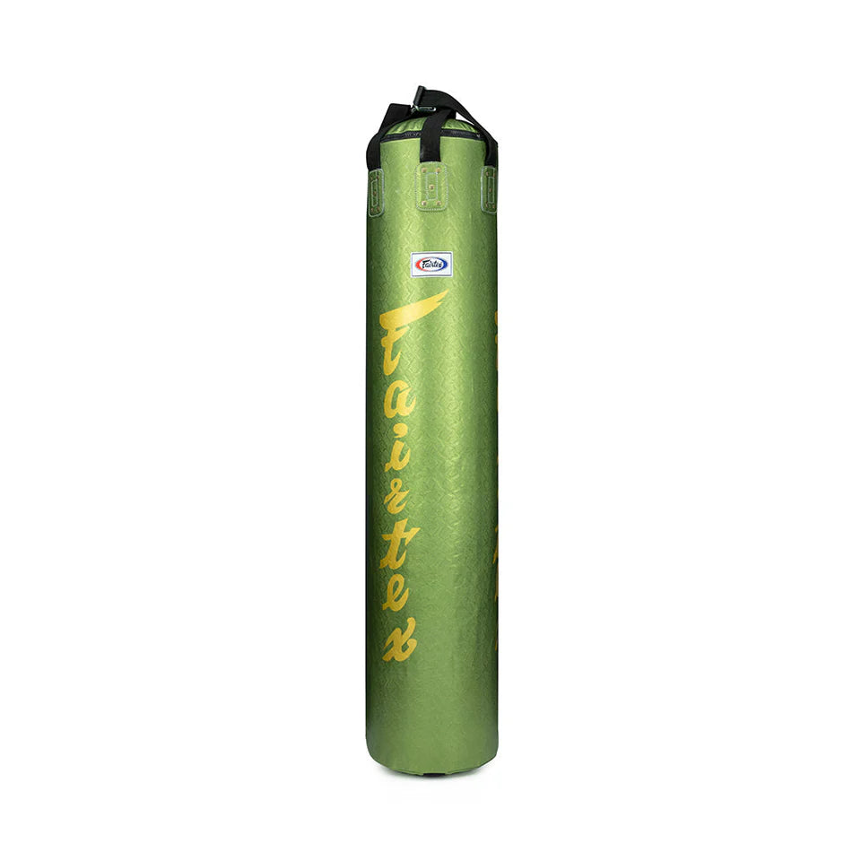 Fairtex 6FT “Python” Muay Thai Banana Bag- (Green/Gold) (Unfilled)