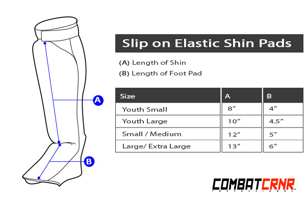 Combat Corner Slip on Elastic Shin Pads (Blue)