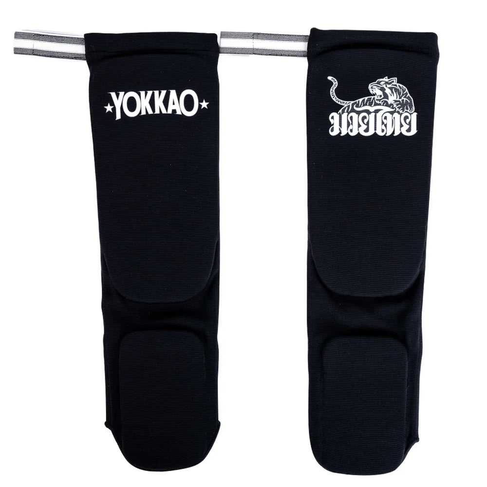 Yokkao Cotton Muay Thai Boxing Shin Guards ADULT (Black)