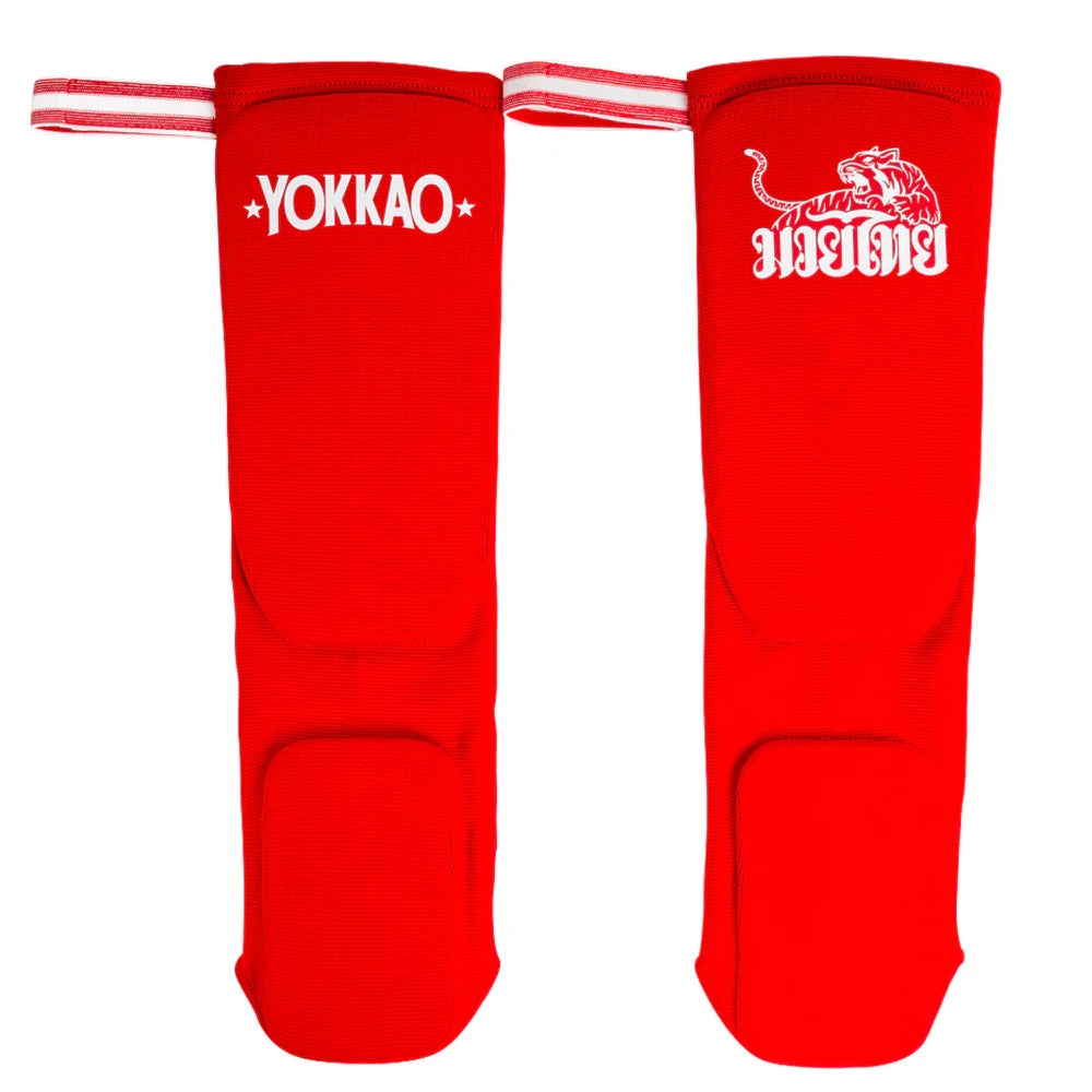 Yokkao Cotton Muay Thai Boxing Shin Guards ADULT (Red)