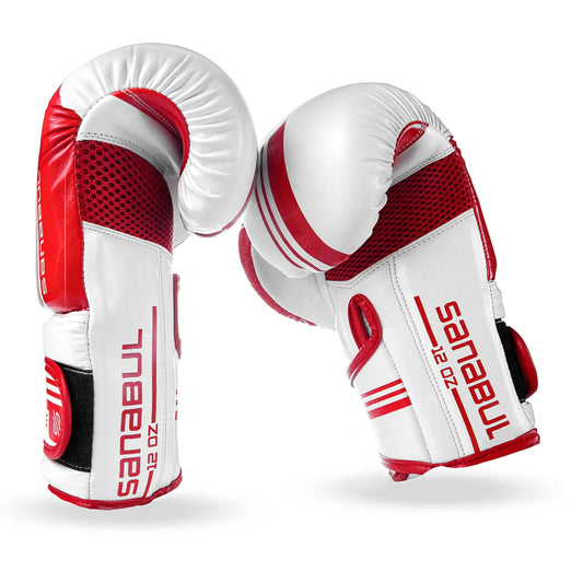 Sanabul Core Gel Training Boxing Gloves (White/Red)