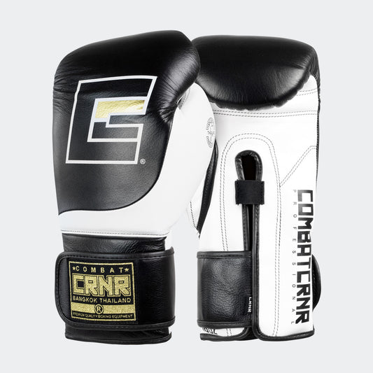 Combat Corner HMIT Velcro Sparring Gloves (White/Black)
