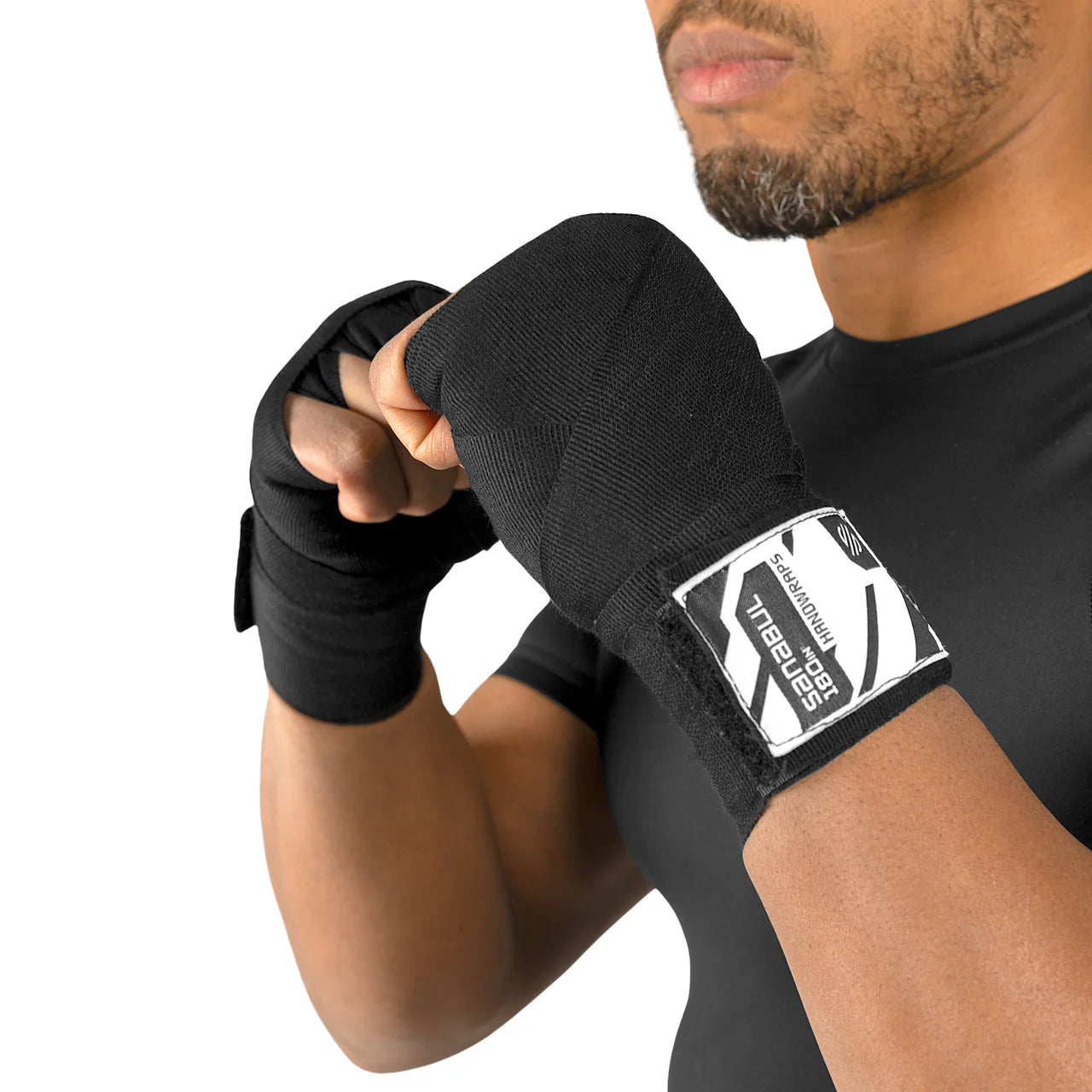 Sanabul Elastic Professional 180 inch Handwraps (Black)