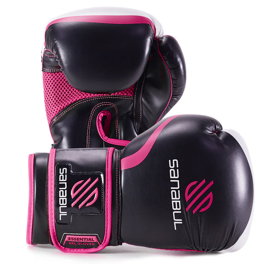 Sanabul Youth Essential Gel Boxing Gloves (Black/Pink)