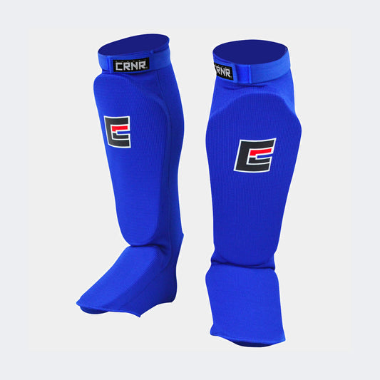 Combat Corner Slip on Elastic Shin Pads (Blue)