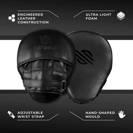 Sanabul Essential Curved Punching Mitts (All Black)