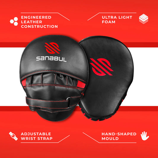 Sanabul Essential Curved Punching Mitts (Red/Black)