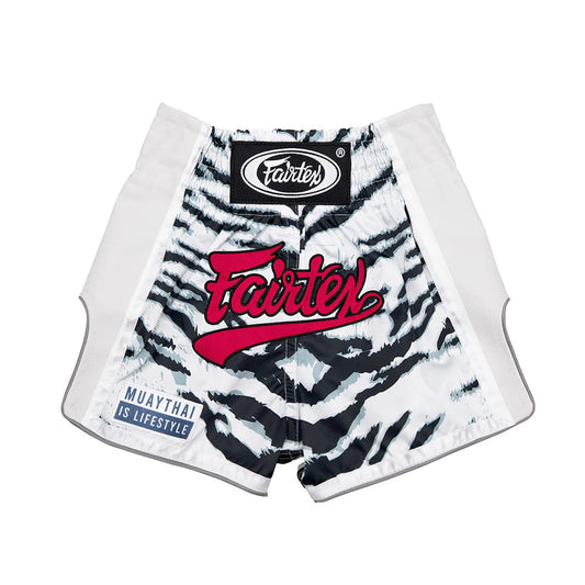 Fairtex Boxing Shorts for Kids - "White Tiger"