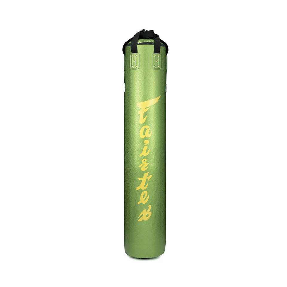 Fairtex 6FT “Python” Muay Thai Banana Bag- (Green/Gold) (Unfilled)