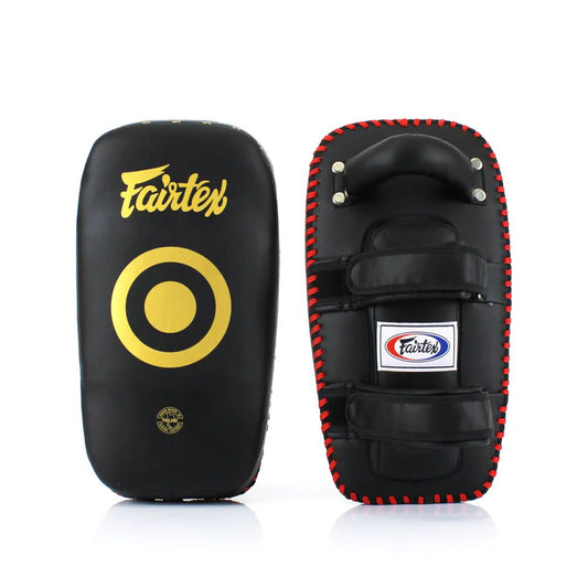 Fairtex Microfiber Curved Kick Pads- Black/Gold