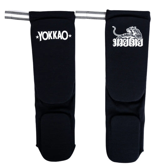 Yokkao Cotton Muay Thai Boxing Shin Guards ADULT (Black)