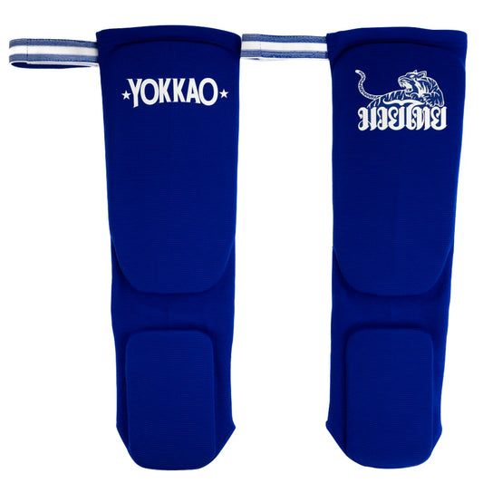 Yokkao Cotton Muay Thai Boxing Shin Guards ADULT (Blue)